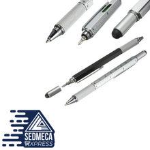 Load image into Gallery viewer,  Multi Function Screwdriver Ruler Spirit Level Tool Ballpoint Pen With A Top And Scale Stylus For Touch Screen Tool Pen. Sedmeca Express. Hand Tools &amp; Equipments. Metals.
