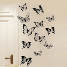 Load image into Gallery viewer, 24 Pcs/Set Black White 3D Butterfly Wall Stickers Wedding Decoration Bedroom Living Room Home Decor Butterflies Decals Decals
