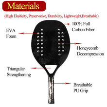 Load image into Gallery viewer, DIY Full Carbon Fiber Beach Tennis Racket EVA Foam Core Soft Face Customize Tennis Paddle Racquet with Storage Bag Outdoor Sport
