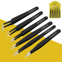 Load image into Gallery viewer, 6pcs anti-static stainless steel tweezers set repair repair tool set anti-static hand tool set for model making
