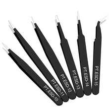 Load image into Gallery viewer, 6pcs anti-static stainless steel tweezers set repair repair tool set anti-static hand tool set for model making
