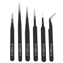 Load image into Gallery viewer, 6pcs anti-static stainless steel tweezers set repair repair tool set anti-static hand tool set for model making
