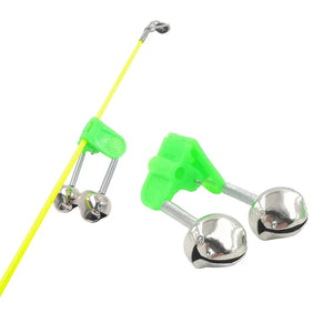 OUTKIT 5pcs/lot Fishing Bite Alarms Fishing Rod Bell Rod Clamp Tip Clip Bells Ring Green ABS Fishing Accessory Outdoor Metal