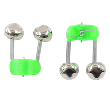 Load image into Gallery viewer, OUTKIT 5pcs/lot Fishing Bite Alarms Fishing Rod Bell Rod Clamp Tip Clip Bells Ring Green ABS Fishing Accessory Outdoor Metal
