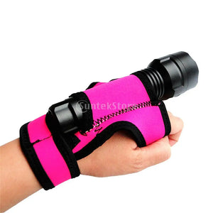 Durable 3mm Neoprene Hand Free Light Holder Glove Underwater Scuba Diving Outdoor Torch Flashlight Holster Hand Arm Mount Strap