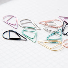 Load image into Gallery viewer, 30/50 Pieces Metal Material Drop Shape Paper Clips Gold Silver Color Kawaii Cute Bookmark Clip Stationery Office School Supplies
