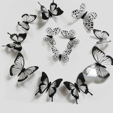 Load image into Gallery viewer, 24 Pcs/Set Black White 3D Butterfly Wall Stickers Wedding Decoration Bedroom Living Room Home Decor Butterflies Decals Decals
