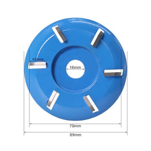 Load image into Gallery viewer, 90mm Diameter 16mm Bore six Teeth Woodworking Turbo Tea Tray Digging Wood Carving Disc Tool Milling Cutter
