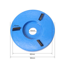 Load image into Gallery viewer, 90mm Diameter 16mm Bore six Teeth Woodworking Turbo Tea Tray Digging Wood Carving Disc Tool Milling Cutter
