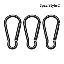 Load image into Gallery viewer, 3 Pcs Black Aluminum Alloy D Carabiner Outdoor Spring Snap Clip Water Bottle Hooks Keychain Outdoor Climbing Camping Hiking Tool
