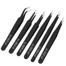 Load image into Gallery viewer, 6pcs anti-static stainless steel tweezers set repair repair tool set anti-static hand tool set for model making
