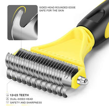 Load image into Gallery viewer, Pets Stainless Steel Grooming Brush Two-Sided Shedding and Dematting Undercoat Rake Comb for Dog Cat Remove Knots Tangles Easily
