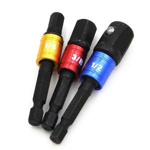 3PC Black Hexagonal Screw Air Screwdriver Conversion Connecting Rod 1/2 Square Head 3/8 Socket 1/4 Electric Tool Accessories