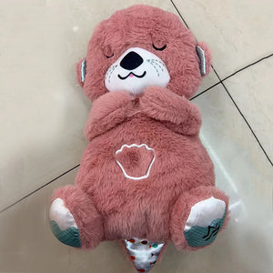 Baby Plush Doll Breathing Bear Newborn Soothing Sleep Playmate Otter Toy Kids Music Sleeping Companion Sound Light Doll Toy Gift