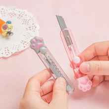 Load image into Gallery viewer, retractable utility knives cute cat paw knife portable letter opener for cutting paper cardboard office school stationery tools
