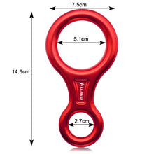 Load image into Gallery viewer, 35KN Rock Climbing Carabiner Figure 8 Rappelling Rope Descender Aluminum Figure Belay Device Abseiling Downhill Equipment
