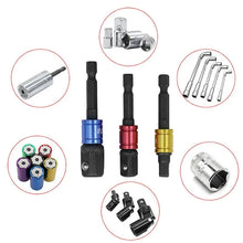 Load image into Gallery viewer, 3PC Black Hexagonal Screw Air Screwdriver Conversion Connecting Rod 1/2 Square Head 3/8 Socket 1/4 Electric Tool Accessories
