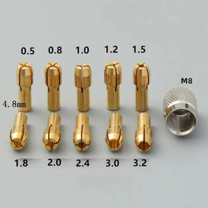 5/11PCS/lot Mini Drill Brass Collet Chuck for Dremel Rotary Tool 0.5-3.2mm Brass and Nut for Dremel Accessories Set