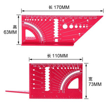 Load image into Gallery viewer, Aluminum Alloy Woodworking Angle Ruler Line Drawing Device 3D Mitre Angle Measuring Measure Tool with Gauge Protractor Locator
