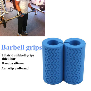 1 Pair Barbell Dumbbell Grips Thick Bar Handles Silicone Anti-slip Pad Thick Bar Handles Pull Up Weightlifting Fat Grip