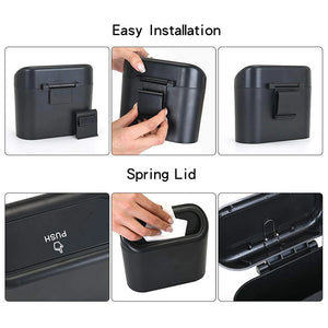 Portable Hanging Mini Car Trash Can,Wastebasket Trash Can with Lid, for Car Office Home,Auto Storage Bin Accessories