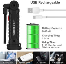 Load image into Gallery viewer, New Portable COB LED Flashlight USB Rechargeable Work Light Magnetic Lanterna Hanging Lamp with Built-in Battery Camping Torch
