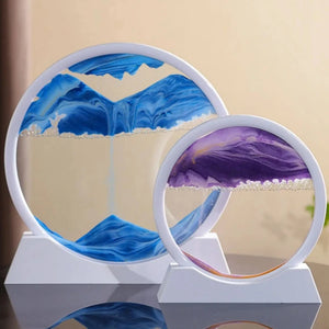 5/7/12 Inch 3D Moving Sand Art Picture Round Glass Deep Sea Sandscape Hourglass Quicksand Sand Painting Office Home Decor Gifts