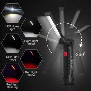 New Portable COB LED Flashlight USB Rechargeable Work Light Magnetic Lanterna Hanging Lamp with Built-in Battery Camping Torch