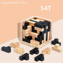 Load image into Gallery viewer, 3D Cube Puzzle Luban Interlocking Creative Educational Wooden Toy Brain IQ Mind Early Learning Game Gift For Children Letter 54T
