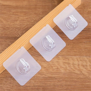 10PCS Clothes Hooks Key Storage Hanger Wall Door Rack Transparent Strong Self Adhesive for Kitchen Bathroom Organizers Gadget