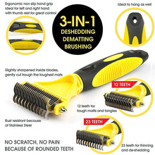 Load image into Gallery viewer, Pets Stainless Steel Grooming Brush Two-Sided Shedding and Dematting Undercoat Rake Comb for Dog Cat Remove Knots Tangles Easily
