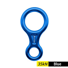 Load image into Gallery viewer, 35KN Rock Climbing Carabiner Figure 8 Rappelling Rope Descender Aluminum Figure Belay Device Abseiling Downhill Equipment
