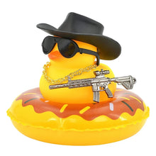 Load image into Gallery viewer, Office Decoration Car Rubber Duck Decoration Dashboard Yellow Duck with Hat Sunglasses Gold Chain Swim Ring for Party Favors
