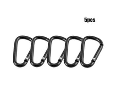 Load image into Gallery viewer, 3 Pcs Black Aluminum Alloy D Carabiner Outdoor Spring Snap Clip Water Bottle Hooks Keychain Outdoor Climbing Camping Hiking Tool
