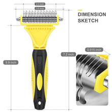 Load image into Gallery viewer, Pets Stainless Steel Grooming Brush Two-Sided Shedding and Dematting Undercoat Rake Comb for Dog Cat Remove Knots Tangles Easily
