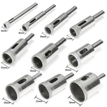 Load image into Gallery viewer, 10/15pcs Set Tile drill bit Set Diamond Coated  Tile Marble Glass Ceramic Hole Saw Drilling Bits Power Tools Accessories
