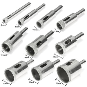 10/15pcs Set Tile drill bit Set Diamond Coated  Tile Marble Glass Ceramic Hole Saw Drilling Bits Power Tools Accessories