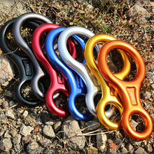 Load image into Gallery viewer, 35KN Rock Climbing Carabiner Figure 8 Rappelling Rope Descender Aluminum Figure Belay Device Abseiling Downhill Equipment
