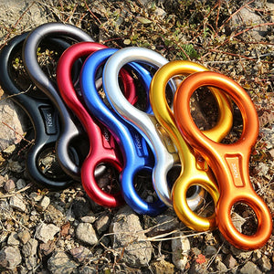 35KN Rock Climbing Carabiner Figure 8 Rappelling Rope Descender Aluminum Figure Belay Device Abseiling Downhill Equipment