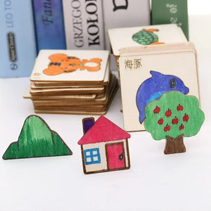 20pcs Montessori Kids Drawing Toys Wooden DIY Painting Stencils Template Craft Toys Puzzle Educational Toys for Children Gifts