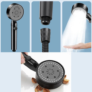 8 Modes Handle Shower Head Turbocharger Spa Water Saver Black Faucet Replete For Bath Holder Hose Bathroom Accessories Sets