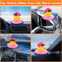 Load image into Gallery viewer, Office Decoration Car Rubber Duck Decoration Dashboard Yellow Duck with Hat Sunglasses Gold Chain Swim Ring for Party Favors
