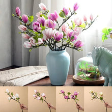 Load image into Gallery viewer, Artificial Magnolia Flower Branch For Home Living Room Decoration Fake Silk Flower Plant Wedding Party Simulation Flower Bouquet
