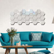 Load image into Gallery viewer, 1 Set 3D Hexagon Mirror Wall Stickers DIY Wall Mirrors Sticker Removable Self Adhesive Decal DIY Home Decoration Art Mirror
