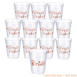 1Set Bachelorette Party Team Bride Plastic Drinking Cups Bridal Shower Gift Bride to be Hen Party Supplies Wedding Decorations