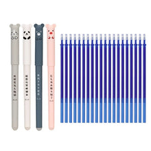 Load image into Gallery viewer, 4+20 Pcs/Set Kawaii Pig Bear Cat Erasable Gel Pen Refills Rods 0.35mm Blue Black Ink Washable Handle School Office Supplies Gift
