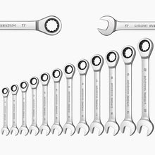 Load image into Gallery viewer, Ratcheting Wrench Set Metric and Standard 12-Point Box End Combination Spanner Gear Wrench Garage Tool Set,CR-V Full Polished
