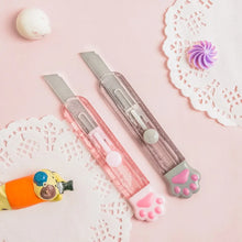 Load image into Gallery viewer, retractable utility knives cute cat paw knife portable letter opener for cutting paper cardboard office school stationery tools
