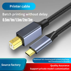 USB C to USB B 2.0 Printer Cable Fax Machine Scanner Electronic Organ Adapter Type C to USB B Cable for Phone Laptop MacBook