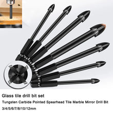 Load image into Gallery viewer, Multifunction Cross Blade Glass Ceramic Drill Bit 3mm-12mm Tungsten Carbide Point Spearhead Tile Marble Mirror Drill Bit Tools
